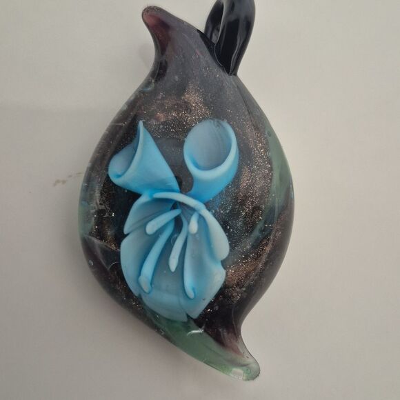 Murano Glass Bird Pendant with Blue Flower - Picture 16 of 16